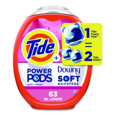 Power PODS Plus Downy Laundry Detergent, April Fresh Scent, 98 oz Tub, 63 Pods/Tub