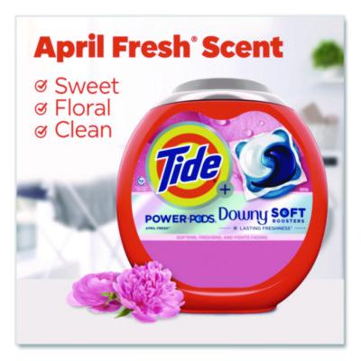 Power PODS Plus Downy Laundry Detergent, April Fresh Scent, 98 oz Tub, 63 Pods/Tub