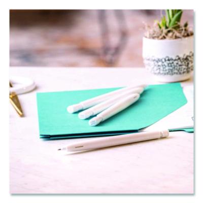 bLen Gel Pen, Medium 0.7 mm, Black; Blue Ink, White; Black Barrel, 6/Pack