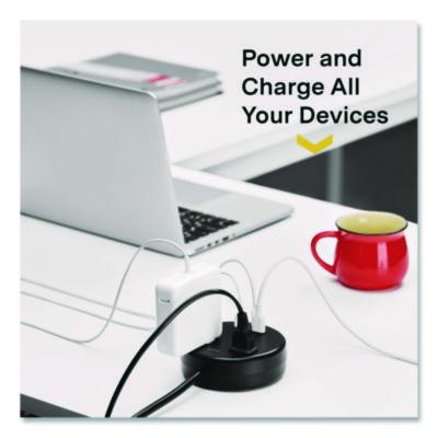 2-Outlet Plus USB Surge Protector, 2 AC Outlets/3 USB Outlets, 5 ft Cord, 500 J, Black