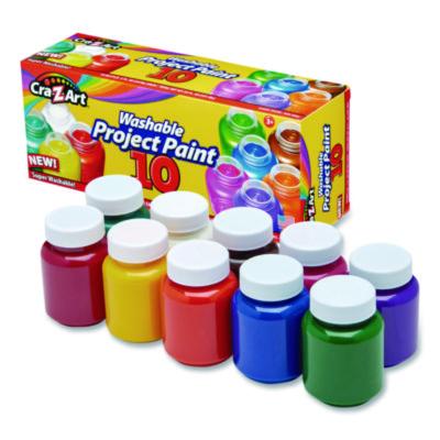 Cra-Z-Art Washable Project Paints, 10 Assorted Colors, 2 oz Bottles, 10/Pack (CZA106014) CZA106014