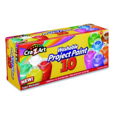 Cra-Z-Art Washable Project Paints, 10 Assorted Colors, 2 oz Bottles, 10/Pack (CZA106014) CZA106014