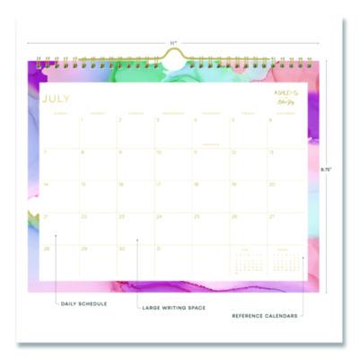 Ashley G Multicolor Smoke Academic Year Wall Calendar, 11 x 8.75, White/Multicolor Sheets, 12-Month (July to June): 2024-2025