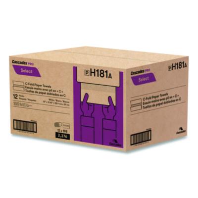 Select Folded Paper Towels, C-Fold Towels, 1-Ply, 3.75 x 10, White, 198 Towels/Pack, 12 Packs/Carton