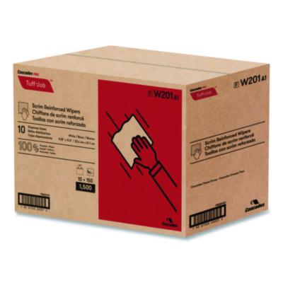 Tuff-Job Scrim Reinforced Wipers, 4-Ply, 9.25 x 12.5, White, 150/Box, 10 Boxes/Carton