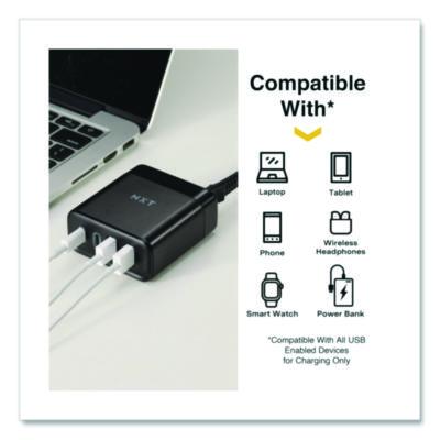 4-Port USB Charger, Black
