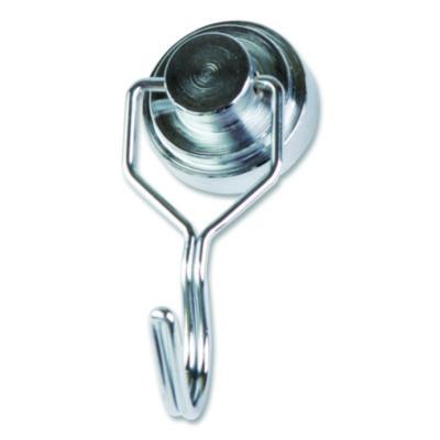 Magnetic Hook, Steel, Silver, Supports Up to 20 lbs, 2/Pack