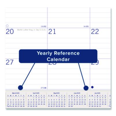 DuraGlobe Monthly Desk Pad Calendar, 22 x 17, White/Blue/Gray Sheets, Black Binding/Corners, 12-Month (Jan to Dec): 2025