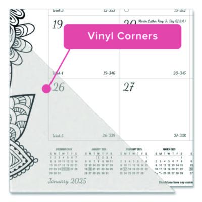 Monthly Desk Pad Calendar, DoodlePlan Coloring Pages, 22 x 17, Black Binding, Clear Corners, 12-Month (Jan to Dec): 2025