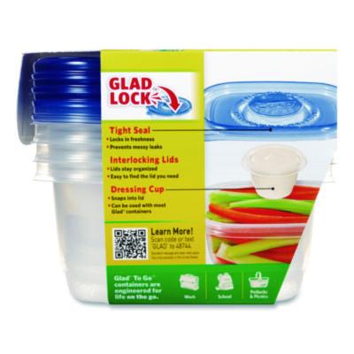 Glad To Go Lunch Containers, 2 Compartments, 32 oz, Plastic, 4/Pack (CLO134347) CLO134347