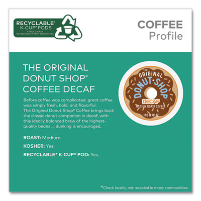 The Original Donut Shop Decaf Coffee K-Cups, 0.39 oz, 22/Box (DIE60224101) DIE60224101