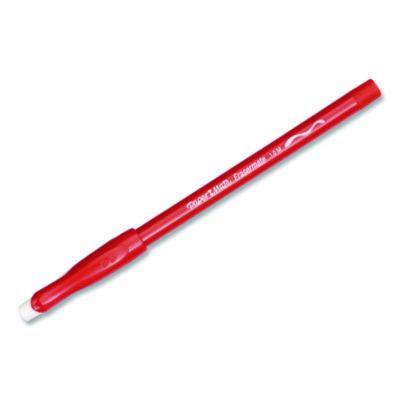 Eraser Mate Ballpoint Pen, Stick, Medium 1 mm, Red Ink, Red Barrel, 5/Pack