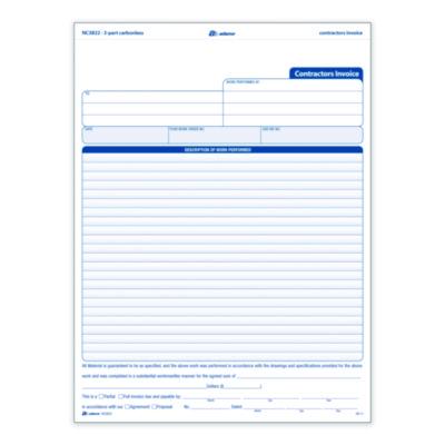 Adams Multipart Contractor Invoice Forms, Three-Part Carbonless, 8.5 x 10.94, 100 Forms Total (ABFNC3822) ABFNC3822