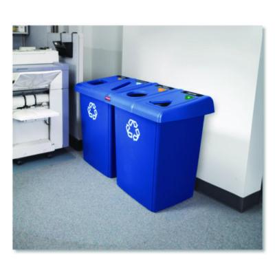 Glutton Recycling Station, Four-Stream, 92 gal, Plastic, Blue