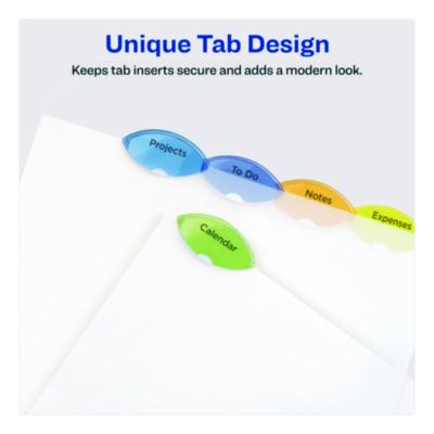 Avery Insertable Style Edge Tab Plastic 1-Pocket Dividers, 5-Tab, 11.25 x 9.25, Translucent, 1 Set (AVE11292) AVE11292