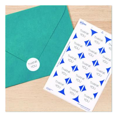 Avery Printable Mailing Seals, 1" dia, White, 15/Sheet, 40 Sheets/Pack, (5247) (AVE05247) AVE05247