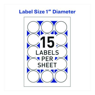 Avery Printable Mailing Seals, 1" dia, White, 15/Sheet, 40 Sheets/Pack, (5247) (AVE05247) AVE05247