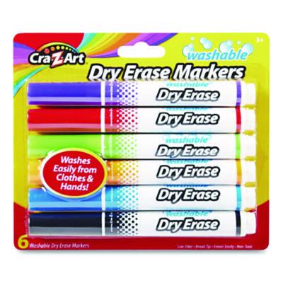 Cra-Z-Art Washable Dry Erase Markers, Broad, Bullet Tip, Assorted Colors, 6/Set (CZA1004824) CZA1004824