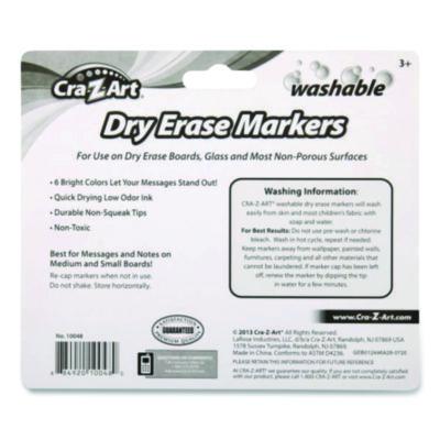 Cra-Z-Art Washable Dry Erase Markers, Broad, Bullet Tip, Assorted Colors, 6/Set (CZA1004824) CZA1004824