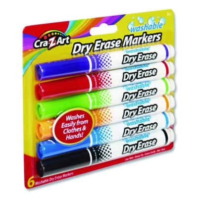 Cra-Z-Art Washable Dry Erase Markers, Broad, Bullet Tip, Assorted Colors, 6/Set (CZA1004824) CZA1004824