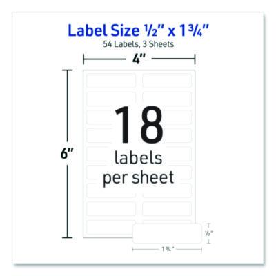 Avery No-Iron Fabric Labels, 0.5 x 1.75, White, 18/Sheet, 3 Sheets/Pack (AVE40720) AVE40720