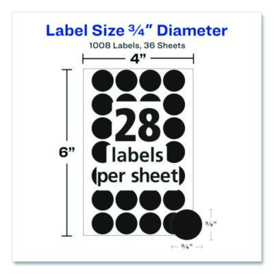 Avery Handwrite Only Self-Adhesive Removable Round Color-Coding Labels, 0.75" dia, Black, 28/Sheet, 36 Sheets/Pack, (5459) (AVE05459) AVE05459