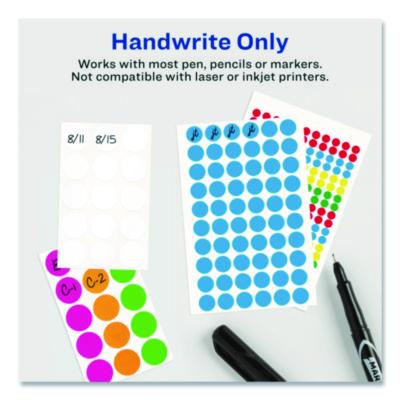 Avery Handwrite Only Self-Adhesive Removable Round Color-Coding Labels, 0.75" dia, Black, 28/Sheet, 36 Sheets/Pack, (5459) (AVE05459) AVE05459