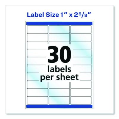 Avery Glossy Clear Easy Peel Mailing Labels W/ Sure Feed Technology, Inkjet/laser Printers, 1 X 2.63, 30/sheet, 10 Sheets/pack (AVE6521) AVE6521