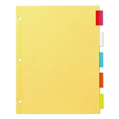 Office Essentials Plastic Insertable Dividers, 5-Tab, 11 x 8.5, Assorted Tabs, 1 Set (AVE11465) AVE11465