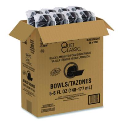 Dart Quiet Classic Laminated Foam Dinnerware, Bowl, 5 oz, Black, 125/Sleeve, 8 Sleeves/Carton (DCC5BWBQ) DCC5BWBQ