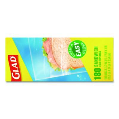 Glad Fold Top Food Storage Sandwich Bags, 6.5 x 5.5, Clear, 180 Bags/Box, 12 Boxes/Carton (CLO60771) CLO60771
