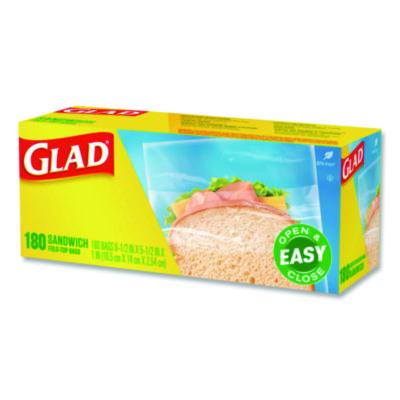 Glad Fold Top Food Storage Sandwich Bags, 6.5 x 5.5, Clear, 180 Bags/Box, 12 Boxes/Carton (CLO60771) CLO60771