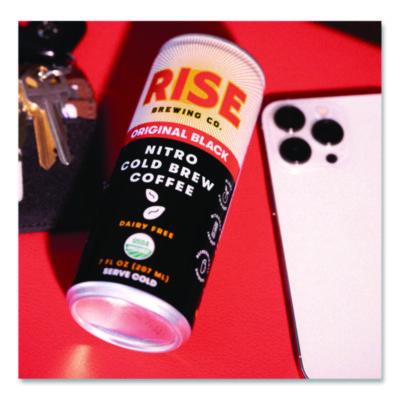 RISE Brewing Co. Nitro Cold Brew Latte, Original Black, 7 oz Can, 12/Carton (RSB00043) RSB00043