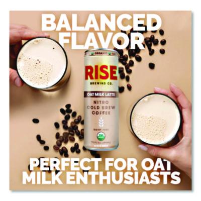 RISE Brewing Co. Nitro Cold Brew Latte, Oat Milk, 7 oz Can, 12/Carton (RSB00045) RSB00045