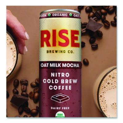 RISE Brewing Co. Nitro Cold Brew Latte, Oat Milk Mocha, 7 oz Can, 12/Carton (RSB00049) RSB00049