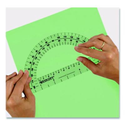 Westcott 180 Degree Protractor, Plastic, 6" Ruler Edge/180 Degree, Clear (ACM11200) ACM11200