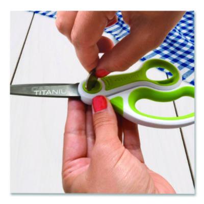 Westcott CarboTitanium Bonded Scissors, 8" Long, 3.25" Cut Length, Straight White/Green Handle (ACM17444) ACM17444