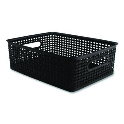 Advantus Plastic Weave Bin, Medium, 14" X 10.5" X 4.63", Black (AVT36003) AVT36003
