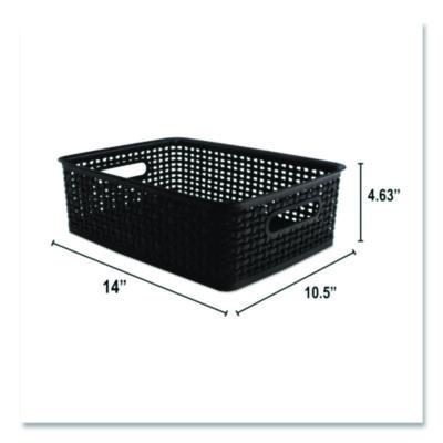 Advantus Plastic Weave Bin, Medium, 14" X 10.5" X 4.63", Black (AVT36003) AVT36003