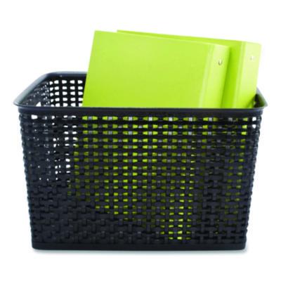 Advantus Plastic Weave Bin, Large, 13.5" X 10.5" X 8.75", Black (AVT36006) AVT36006