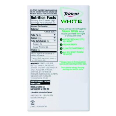 Trident Sugar-Free Gum, White Spearmint, 16 Sticks/pack, 9 Packs/box (CDBAMC67610) CDBAMC67610