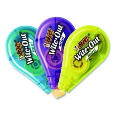 BIC Wite-Out Brand Mini Correction Tape, Non-Refillable, 0.2" x 26.2 ft, Assorted (BICWOTM11) BICWOTM11