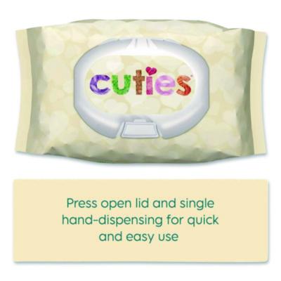 Cuties Premium Wipes, Unscented, White, 72 Wipes/Pack, 12 Packs/Carton (CTJCR16413) CTJCR16413