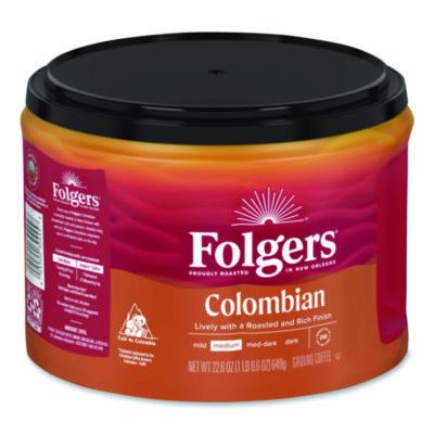 Folgers 100% Columbian Coffee, 22.6 oz Canister, 6/Carton (30445CT) FOL30445CT