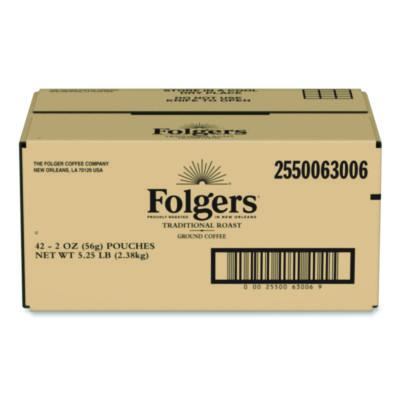 Folgers Ground Coffee Fraction Packs, Traditional Roast, 2oz, 42/Carton (63006) FOL63006