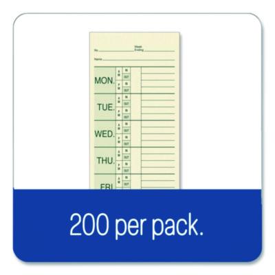 Adams Time Cards for Pyramid 1000 Time Clock, Two Sides, 3.38" x 9", 200/Pack (ABF9791200) ABF9791200