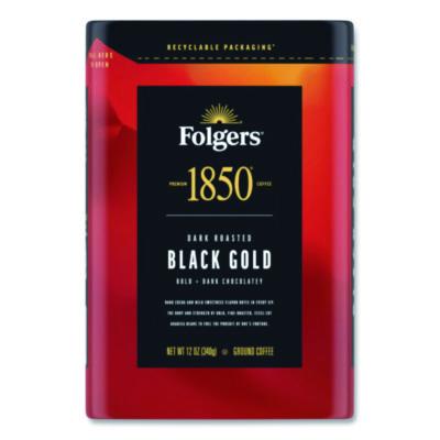 1850 Coffee, Black Gold, Dark Roast, Ground, 12 oz Bag (12722EA) FOL12722EA