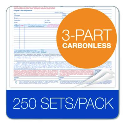 Adams Bill of Lading - Short Form for Up to Ten Articles, Three-Part Carbonless, 8.5 x 6.94, 250 Forms Total (ABFB3876) ABFB3876