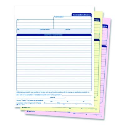 Adams Multipart Contractor Invoice Forms, Three-Part Carbonless, 8.5 x 10.94, 100 Forms Total (ABFNC3822) ABFNC3822