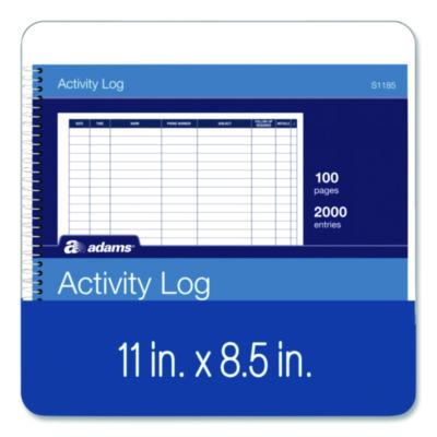 Adams Activity Logbook, 8 Columns, Blue/White Cover, 11 x 8.5 Sheets, 50 Sheets/Book (ABFS1185ABF) ABFS1185ABF
